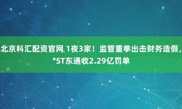 北京科汇配资官网 1夜3家！监管重拳出击财务造假，*ST东通收2.29亿罚单